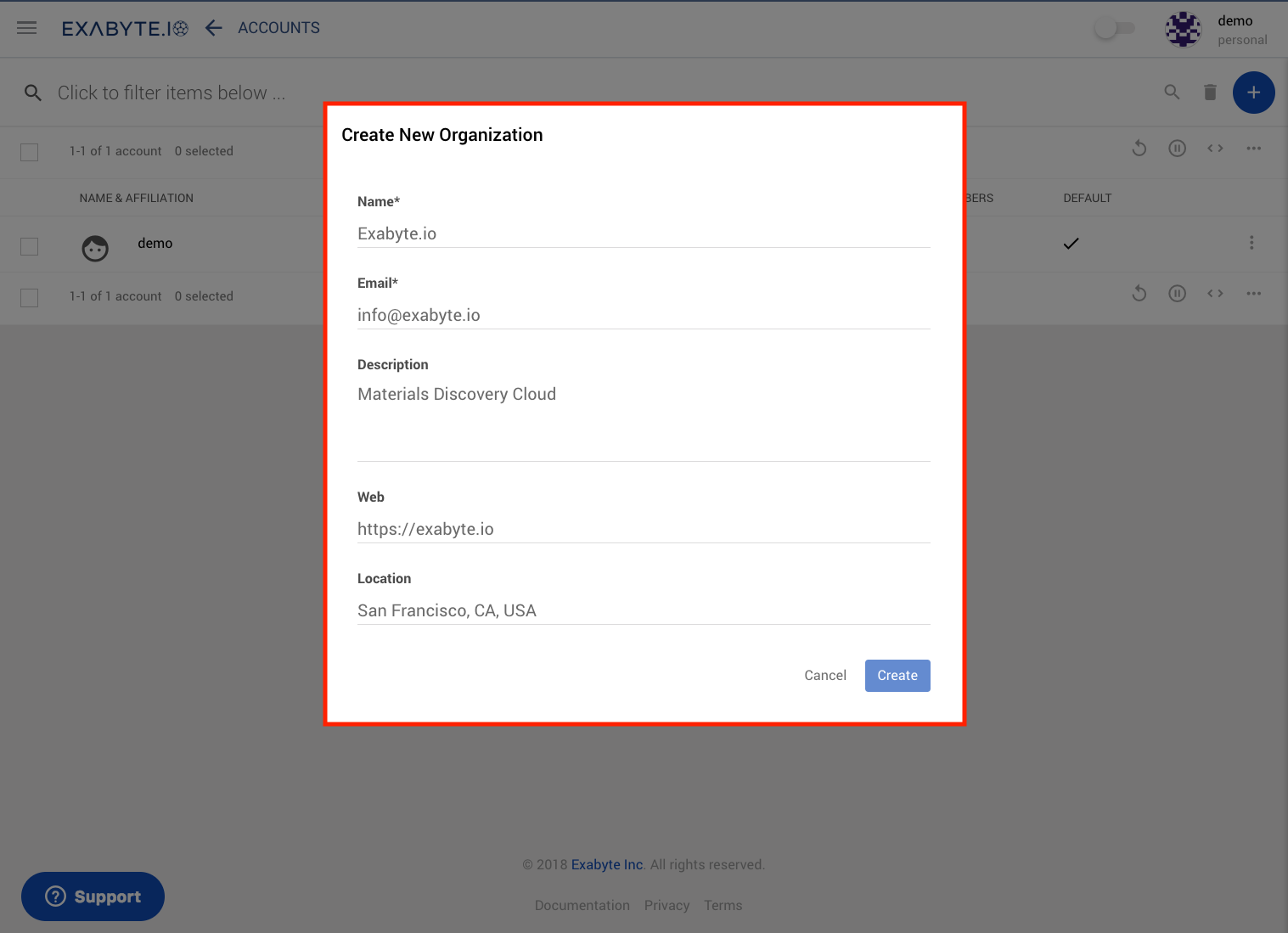 Create New Organization Create New Organization