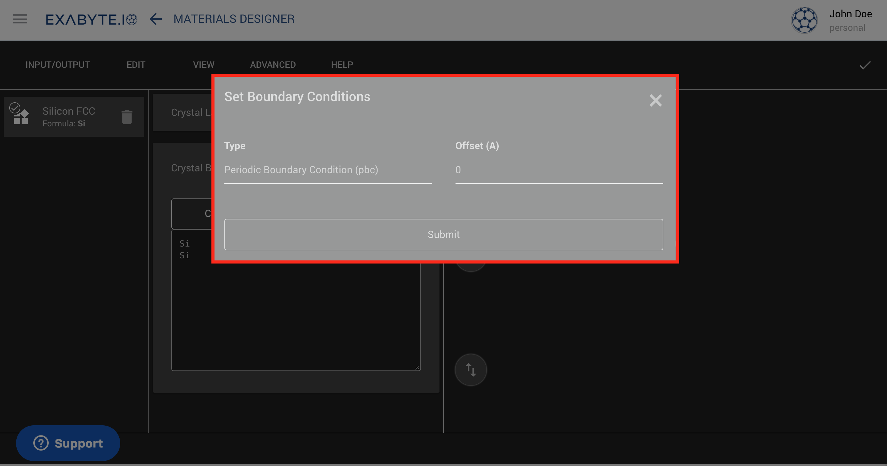 Boundary Conditions Dialog Boundary Conditions Dialog