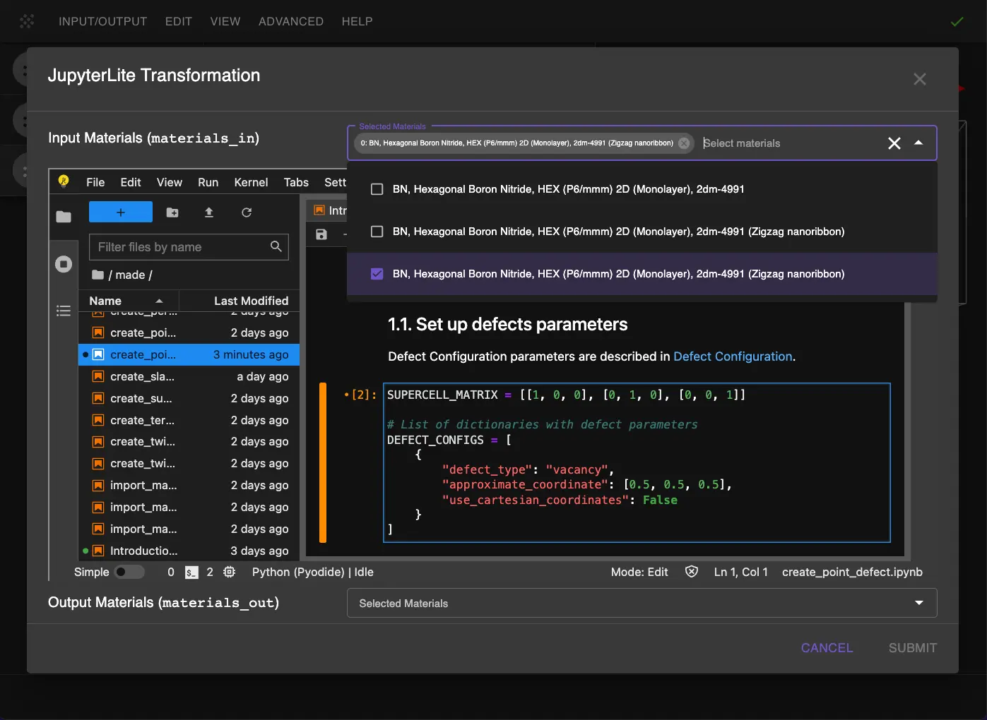 Point Defect Parameters