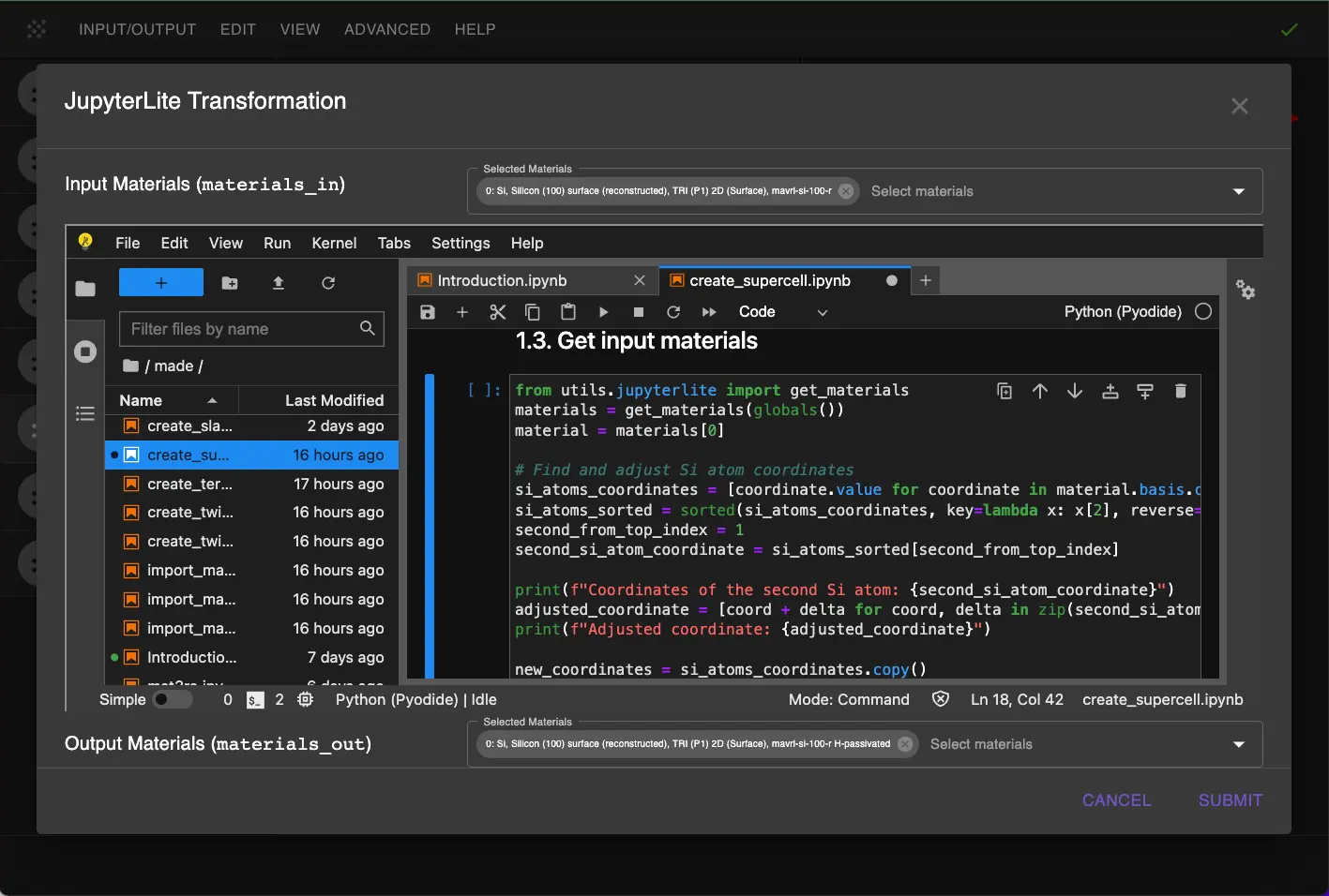 Supercell Parameters